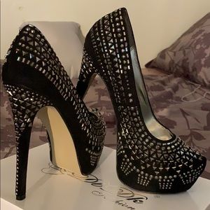 Sparkly black heels.
